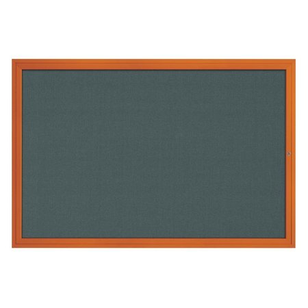 UNITED VISUAL PRODUCTS Hinge-less Radius Corkboard, 24"x36", Satin Alum Frame/Medium Grey UVEB2436R-SATIN-MEDGRY